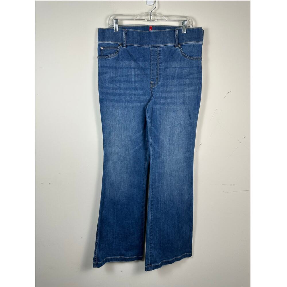 Spanx Everywhere Flare Jeans Womens 1X Vintage‎ Indigo EUC Pull On Medium Wash